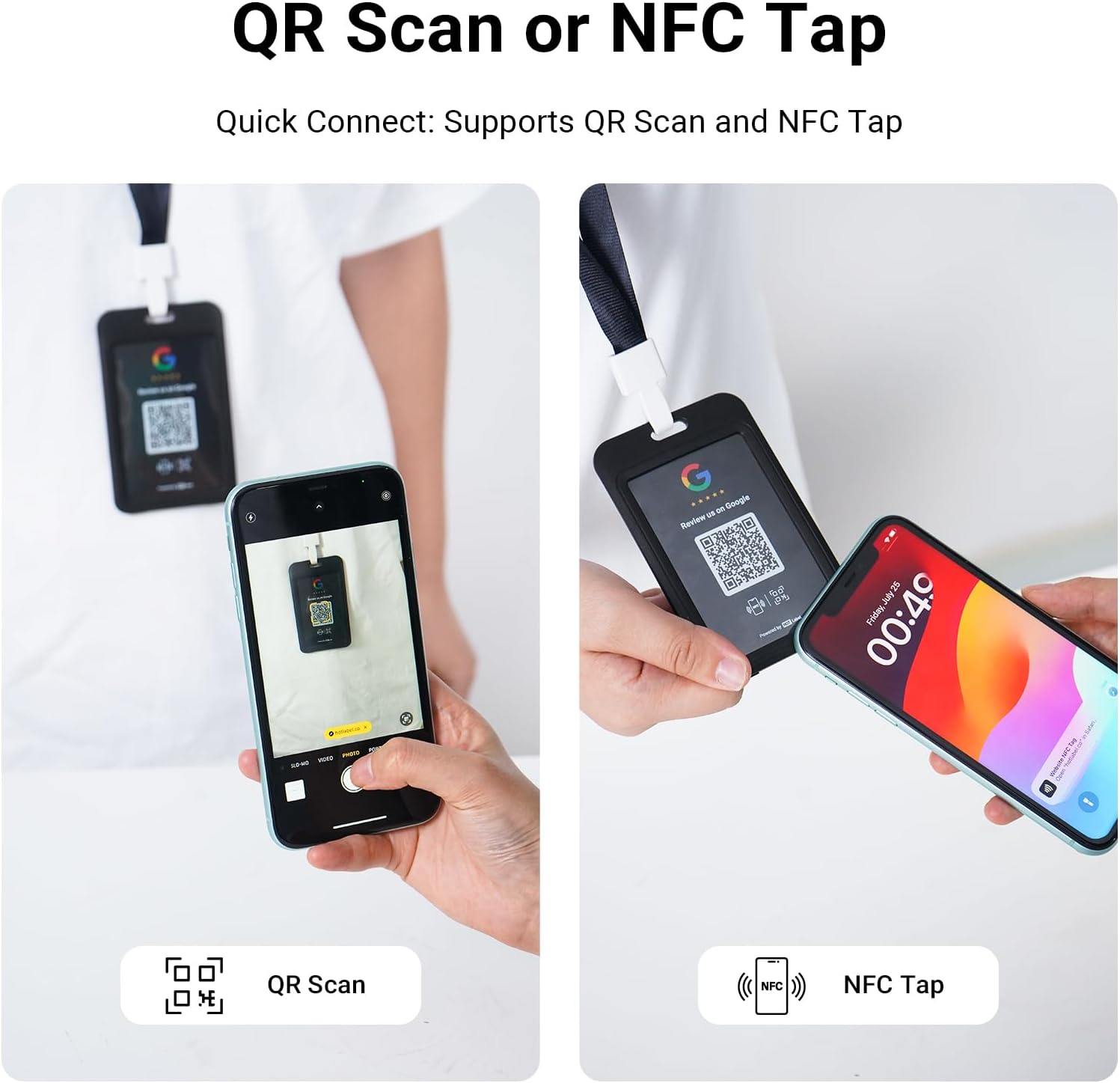 HotLabel – Google Review Stand 2-Pack – Black & White – NFC Tap & QR Code – Share 1 Independent Link (Supports 1 Store) – All Phones Compatible – No App/Subscription