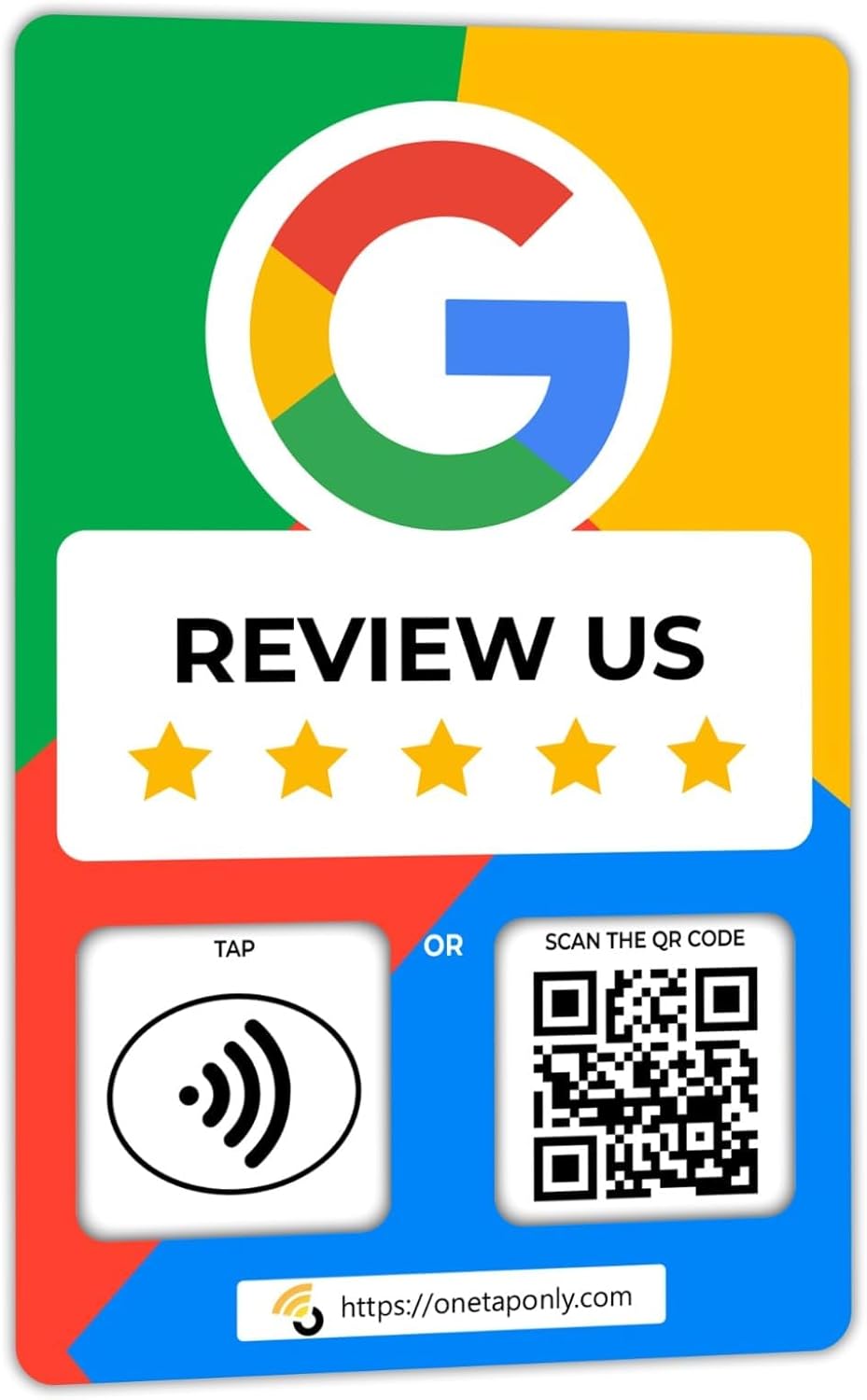 Review NFC & QR Tap Card by One Tap Only – Smart Business Card with NFC Tags, Compatible with Google Review System – Feedback Collection Tool – Universal NFC Card with All Smartphones (Pack of 1)