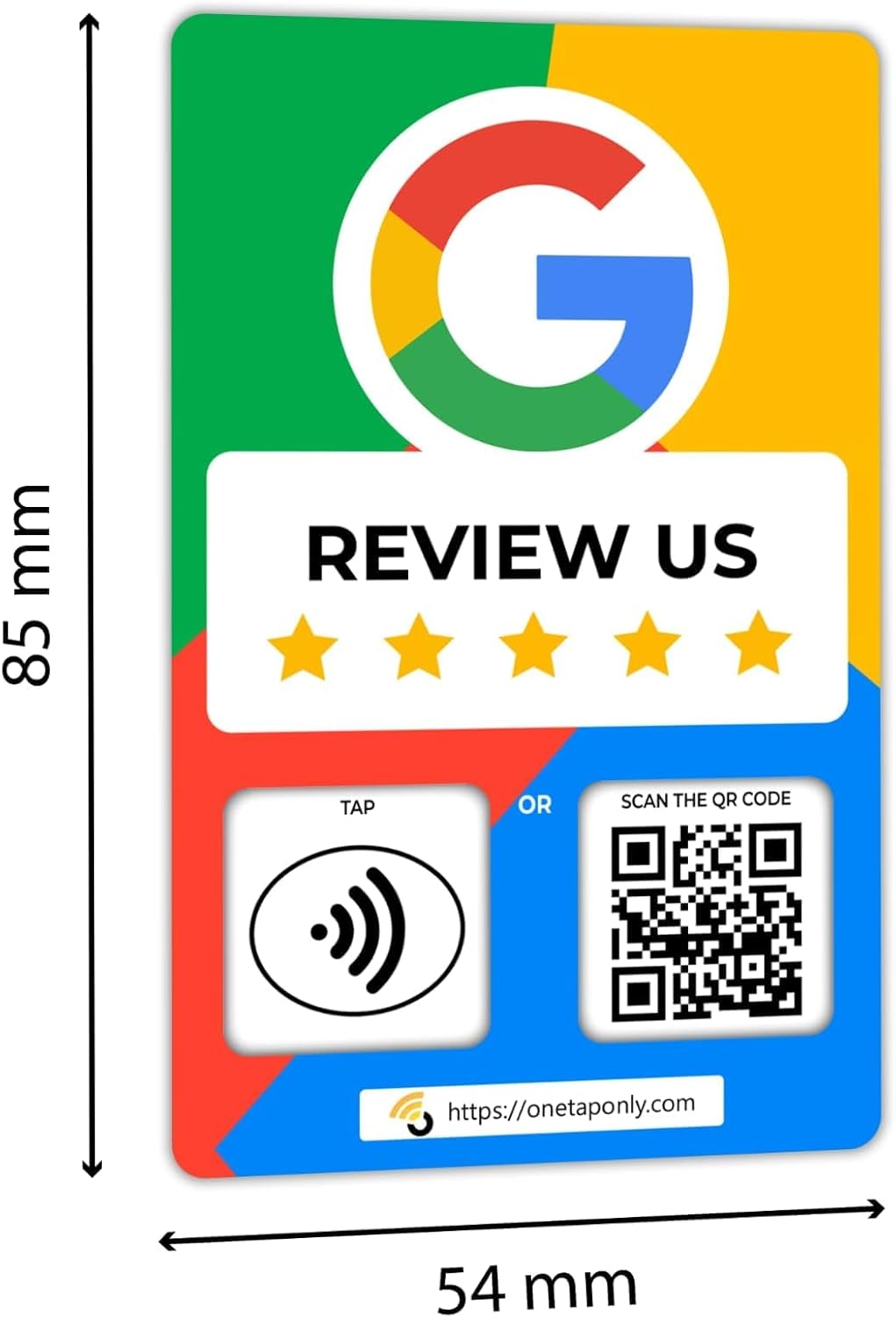 Review NFC & QR Tap Card by One Tap Only – Smart Business Card with NFC Tags, Compatible with Google Review System – Feedback Collection Tool – Universal NFC Card with All Smartphones (Pack of 1)