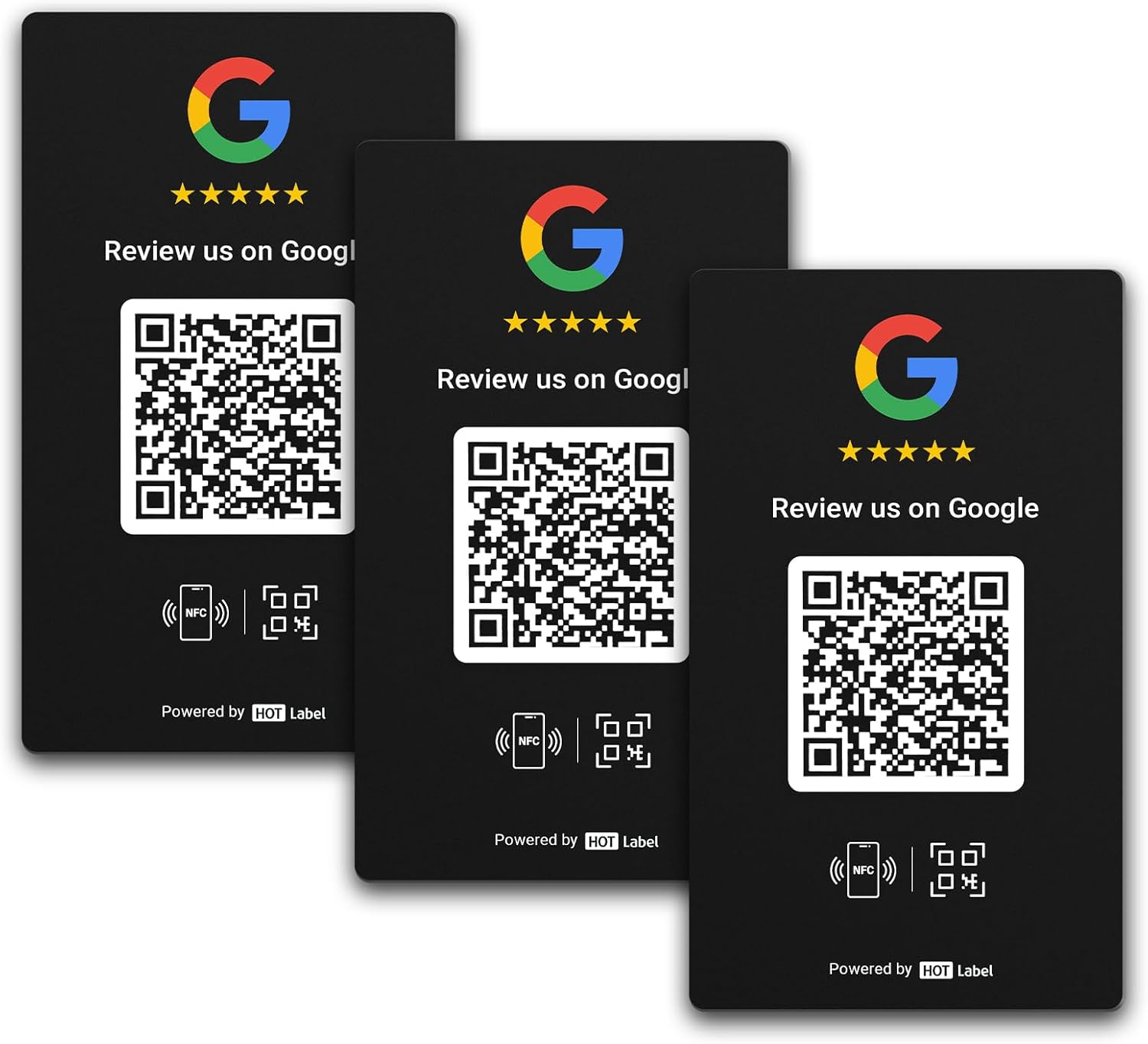 HotLabel – Google Review Stand 2-Pack – Black & White – NFC Tap & QR Code – Share 1 Independent Link (Supports 1 Store) – All Phones Compatible – No App/Subscription