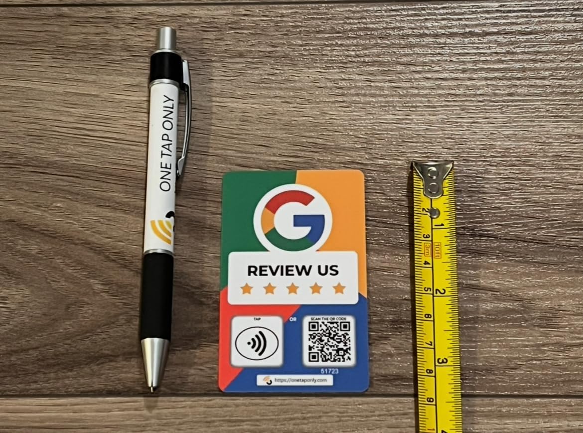 Review NFC & QR Tap Card by One Tap Only – Smart Business Card with NFC Tags, Compatible with Google Review System – Feedback Collection Tool – Universal NFC Card with All Smartphones (Pack of 1)