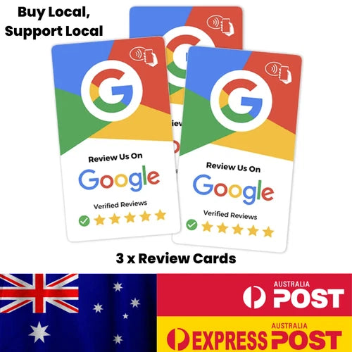 3-Pack Google Review Cards – NFC + QR Tap to Review – Cheaper Than the Other Guy